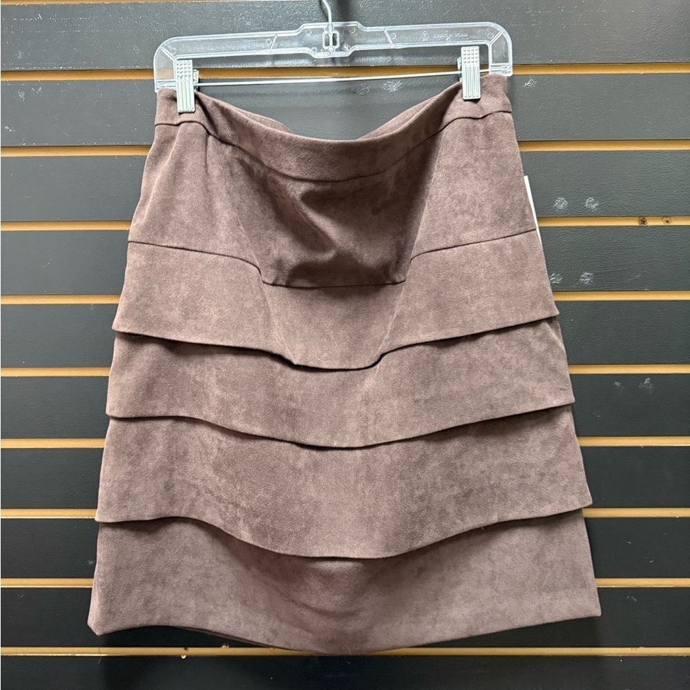 Larry Levine Stretch Tiered Brown Skirt Size 10 NWT